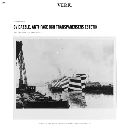 CV Dazzle, Anti-Face och transparensen. Text: Timo Menke — VERK
