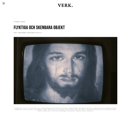 Flyktiga och skenbara objekt. Text: Timo Menke — VERK